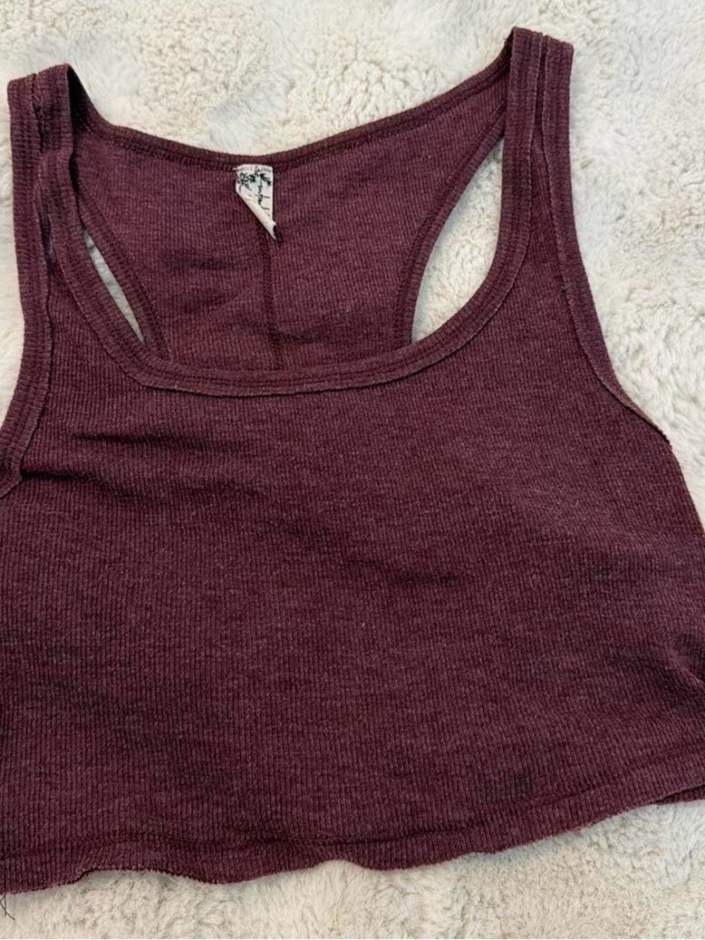 Free People Ribbed Scoop Tank in Dusty Plum